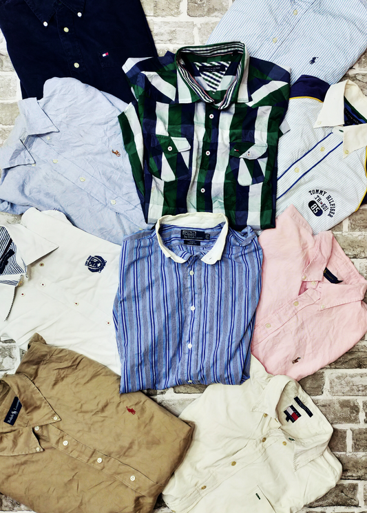 Ralph Lauren Tommy Hilfiger chaps Lacoste shirt bundle 50 pieces GRADE A - Garmentsplace