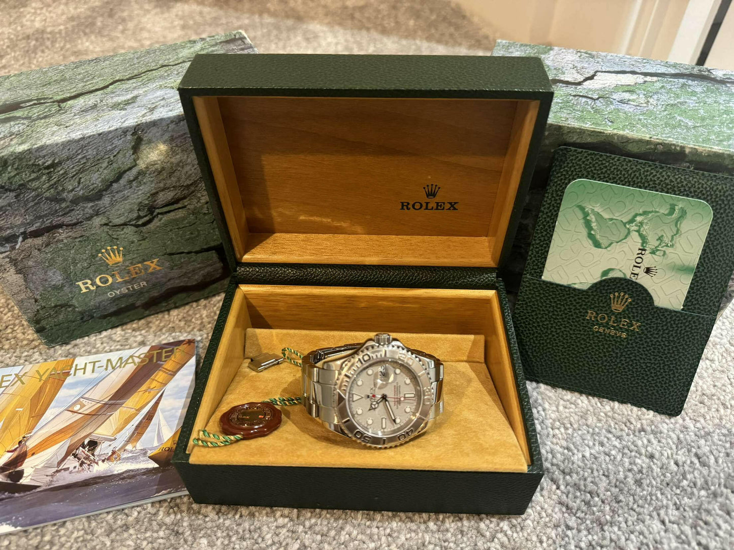 Rolex yachtmaster 2003 platinum dial with box and papers - Garmentsplace